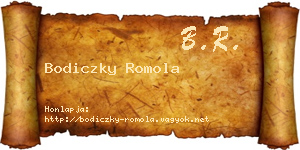Bodiczky Romola névjegykártya